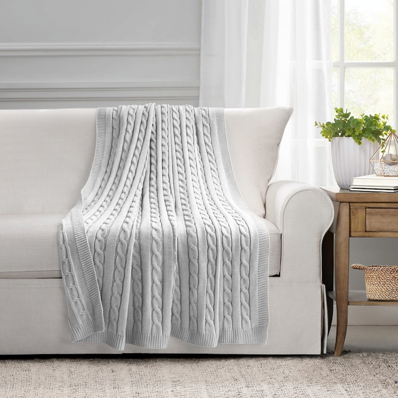 Lush Decor Cable Soft Knitted All-Season Throw