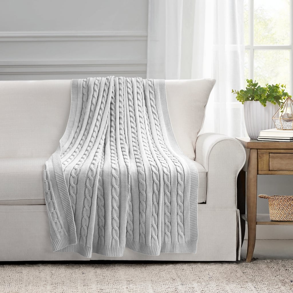 Lush Decor Cable Soft Knitted All-Season Throw