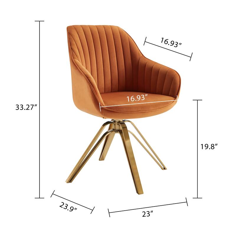 Art Leon Set of 2 Velvet Swivel Dining Chair with Golden Legs
