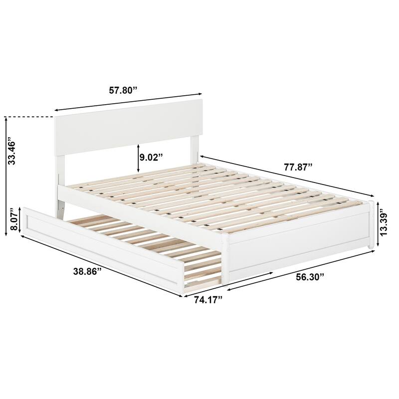 Wesley Platform Bed with Panel Footboard and Twin Trundle