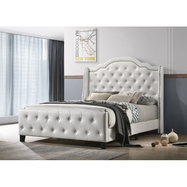 Shop Best Quality Furniture Faux Leather Button Tufted Panel Bed - On