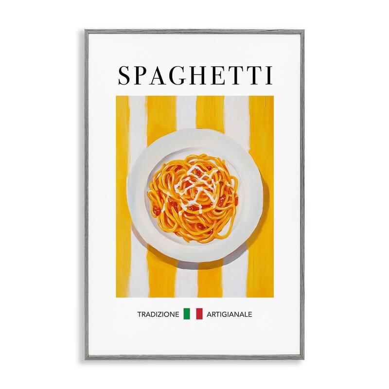 Stupell Traditional Spaghetti Pasta Framed Giclee Art Design By Andreas Magnusson - 20 x 30 - Grey