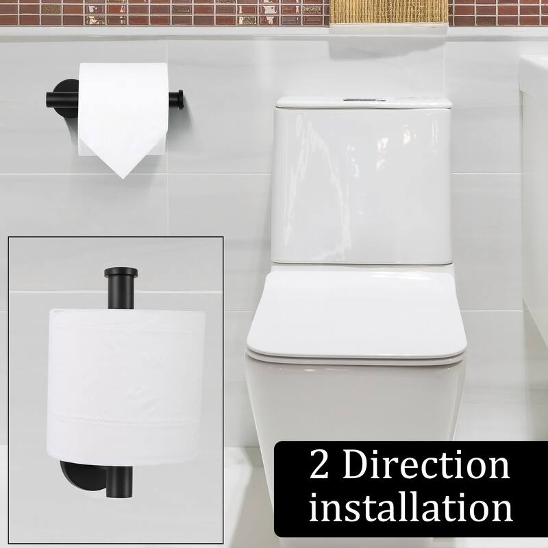 Toilet Paper Holder Towel Tissue Holder for Bathroom Stainless Steel - Matte Black - 6.5" x 3.2" x 2"(L*W*H)