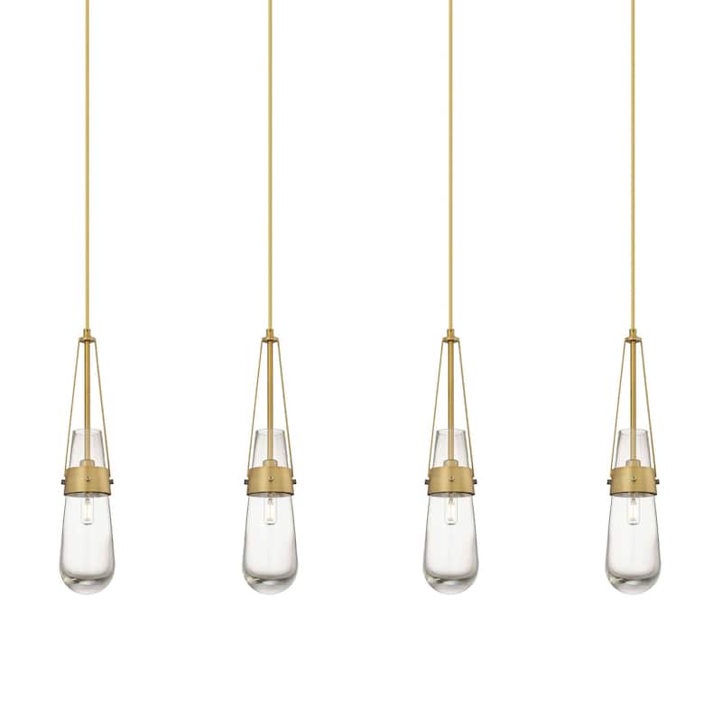 Innovations Lighting 124-452-1P-21-49 Milan Pendant Milan 4 Light 49" - Brushed Brass / Clear