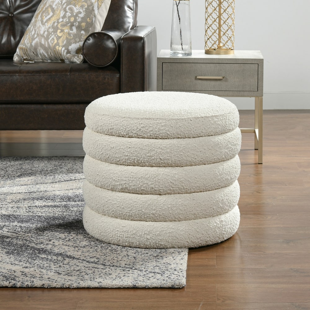 Jennifer Taylor Home Fuji 19" Upholstered Tufted Round Storage Ottoman
