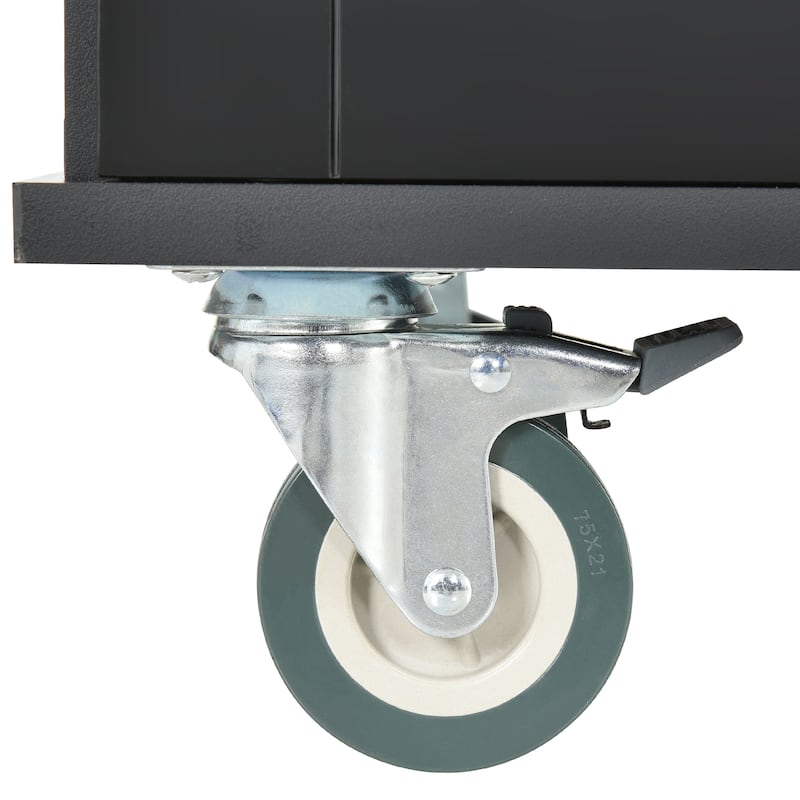 Kitchen Island Cart with Solid Wood Top and Locking Wheels