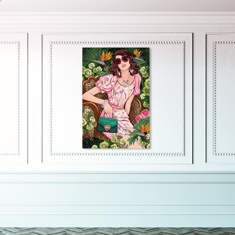 Wynwood Studio Canvas Fashion and Glam Green Garden Doll Pink and Glam Wall Art Canvas Print - 45 x 30