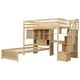preview thumbnail 6 of 32, Twin over Twin Bunk Bed with Built-in Desk and Storage Staircase, L-Shaped Bunk Bedframe with Storage Compartments and Shelves