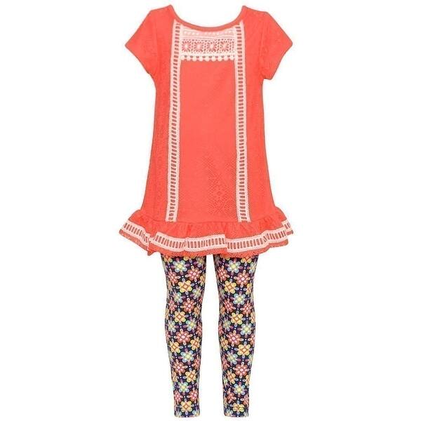 Shop Rare Editions Little Girls Coral Trim Tunic Navy Floral