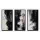 preview thumbnail 3 of 5, Designart "Black Textured Splash Paint Art III" Abstract Painting Framed Wall Art Set Of 3 For Office Decor