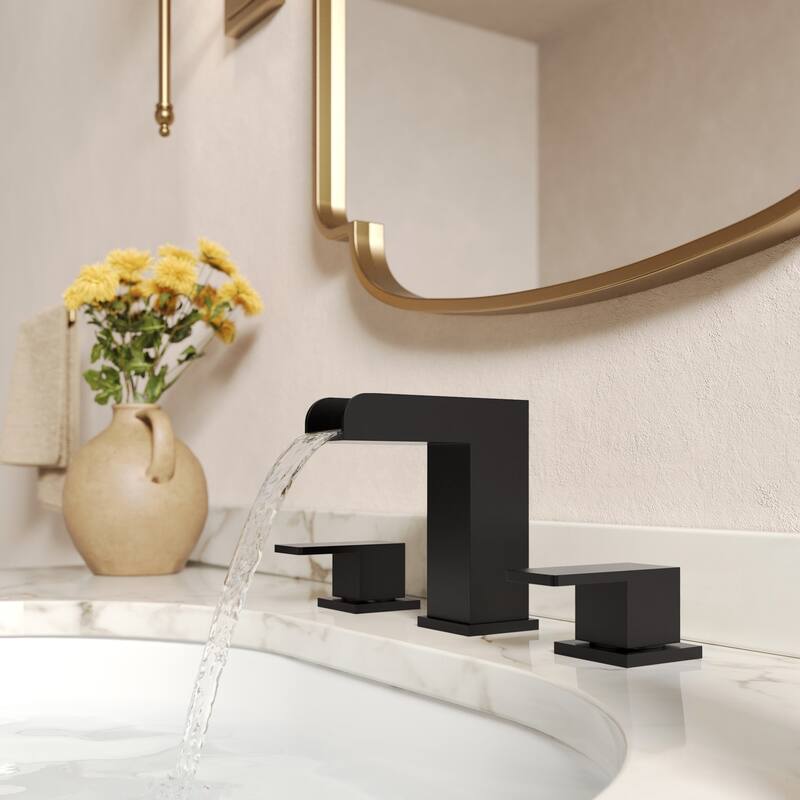 GRANDJOY 4" Waterfall Sink Faucet 3-Hole Stainless Steel Bathroom Faucet