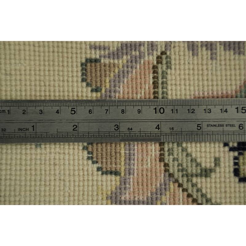 Hand Knotted Oriental Wool & Silk Carpet Traditional All-Over Beige & Ivories Tabriz Area Rug - 9' 11'' X 6' 6''