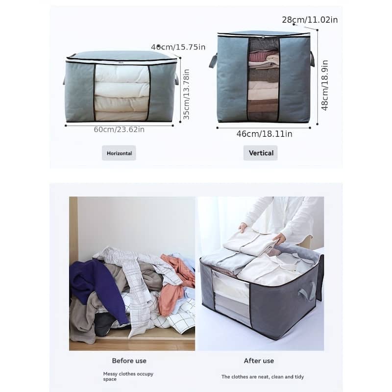 Large Storage Bags 2-Pack with Clear Window and Handles - Vertical: 18.11” L x 11.02” W x 18.9” H