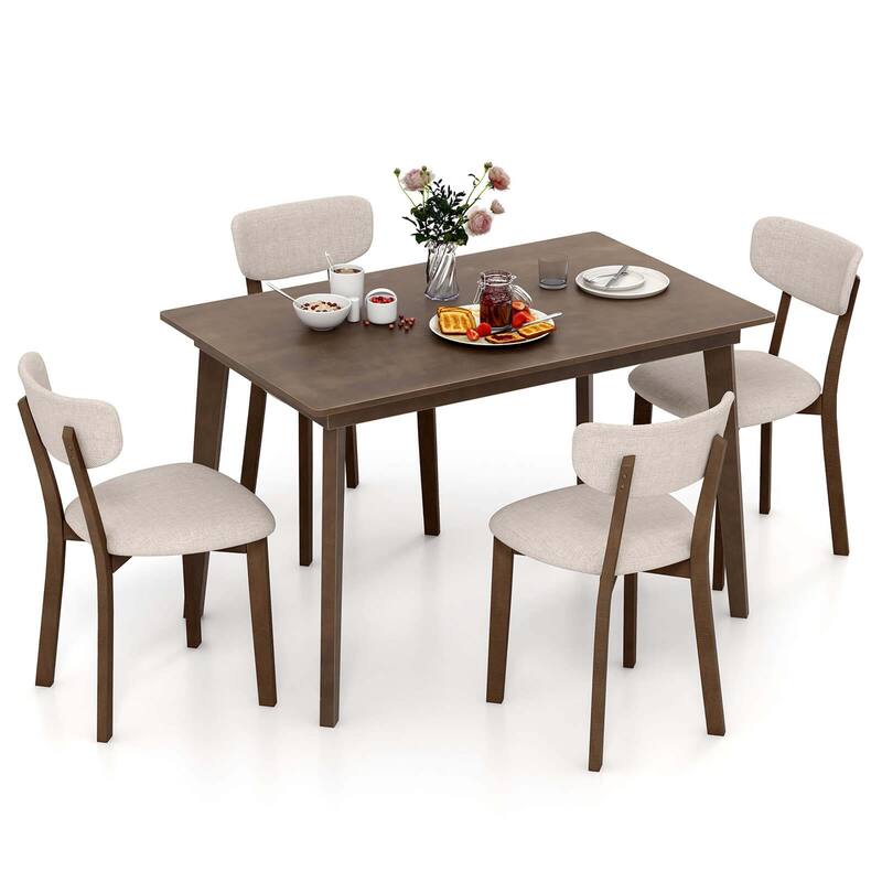 Costway 5-Piece Dining Table Set for 4 Farmhouse Wooden Table & 4 - See Details - Brown+Gray