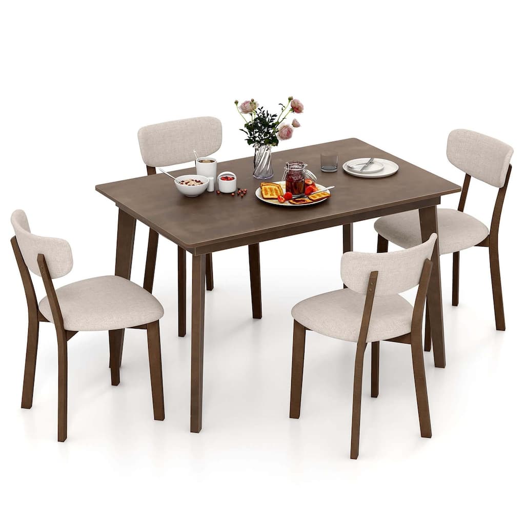 Costway 5-Piece Dining Table Set for 4 Farmhouse Wooden Table & 4