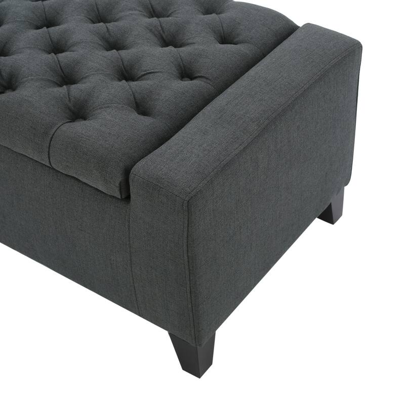 50.75" Fabric End of Bed Storage Bench, Upholstered Storage Ottoman Bench with Safety Hinge, Stylish Large Ottoman