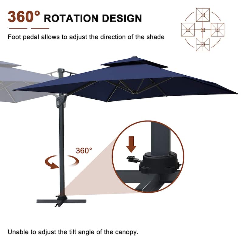 10ft Patio Square Patio Cantilever Umbrella With Crank(Without Base)