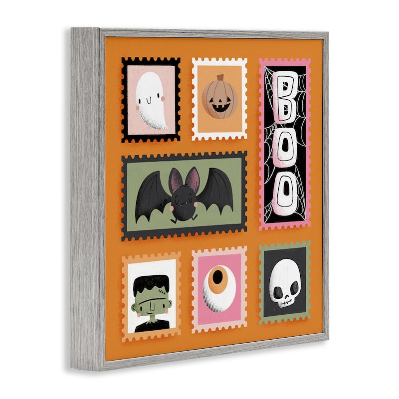 Stupell Spooky Cute Halloween Stamps Framed Giclee Art Design By Sarah Hickman