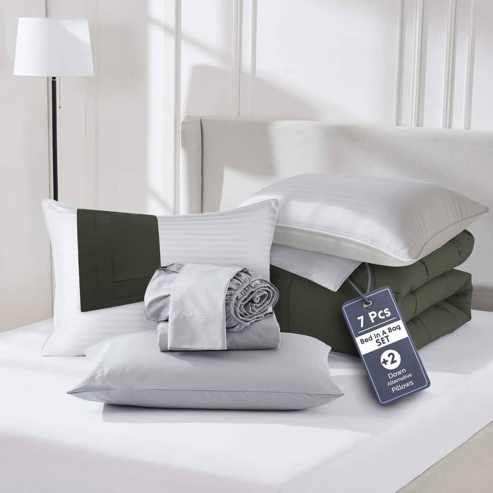 Empyrean Reversible Comforter Set Bed in a Bag with Down Alternative Pillow