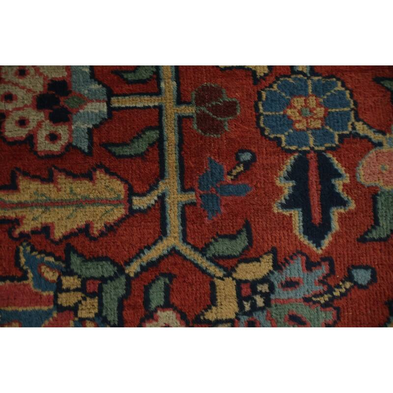 Hand Knotted Oriental 100% Wool Carpet Traditional Medallion Oranges & Rust Heriz Area Rug - 11' 2'' X 8' 2''