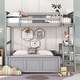 preview thumbnail 10 of 34, Bunk Bed with Built-in Desk and 2 Drawers, Wooden Separated High Loftbed and Platform Bedframe, for Kids Teens Adults Bedroom Gray - Full