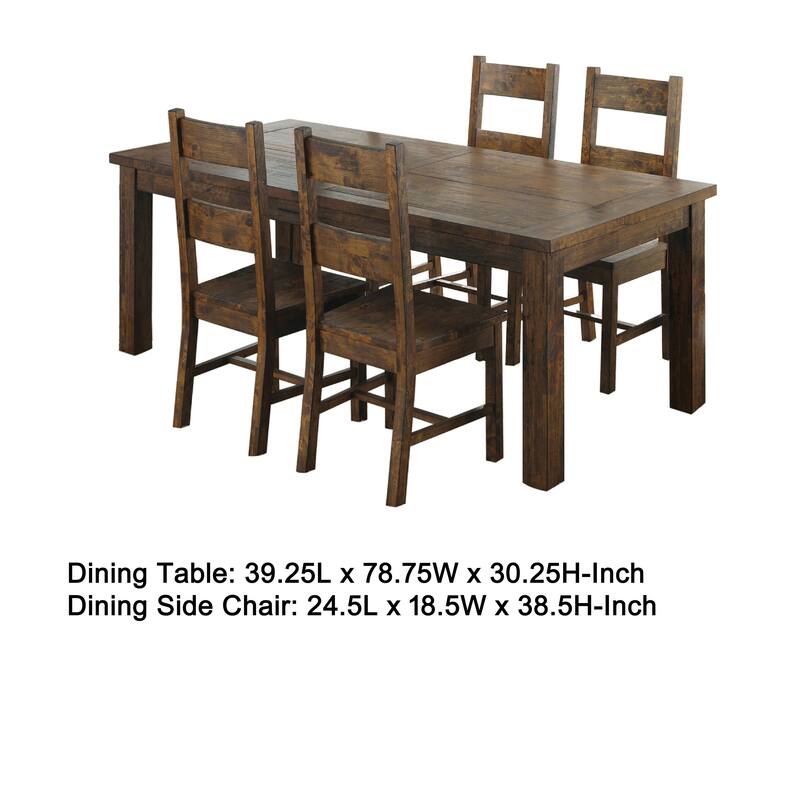 Caly 5pc Dining Table Set, Golden Brown, 4 Side Chairs, Beige Seats