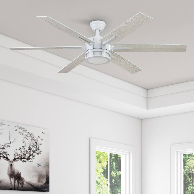 56" Honeywell Kaliza Bright White Indoor Modern LED Ceiling Fan with Light and Remote Control