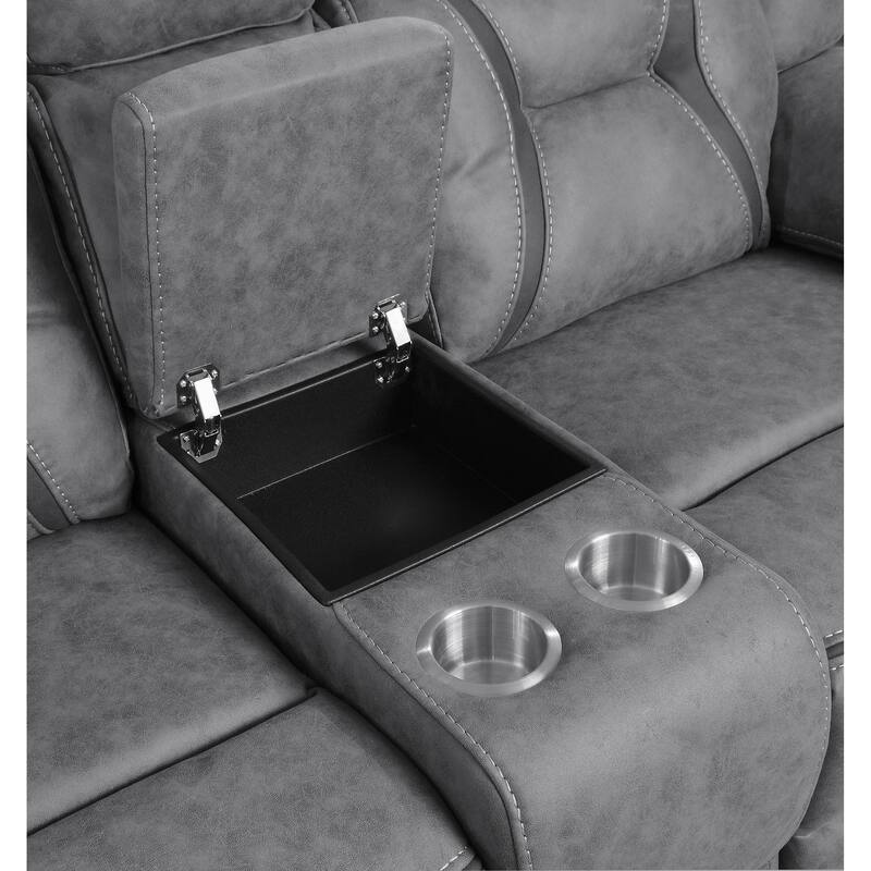 Higgins Upholstered Motion Reclining Sofa Set Grey