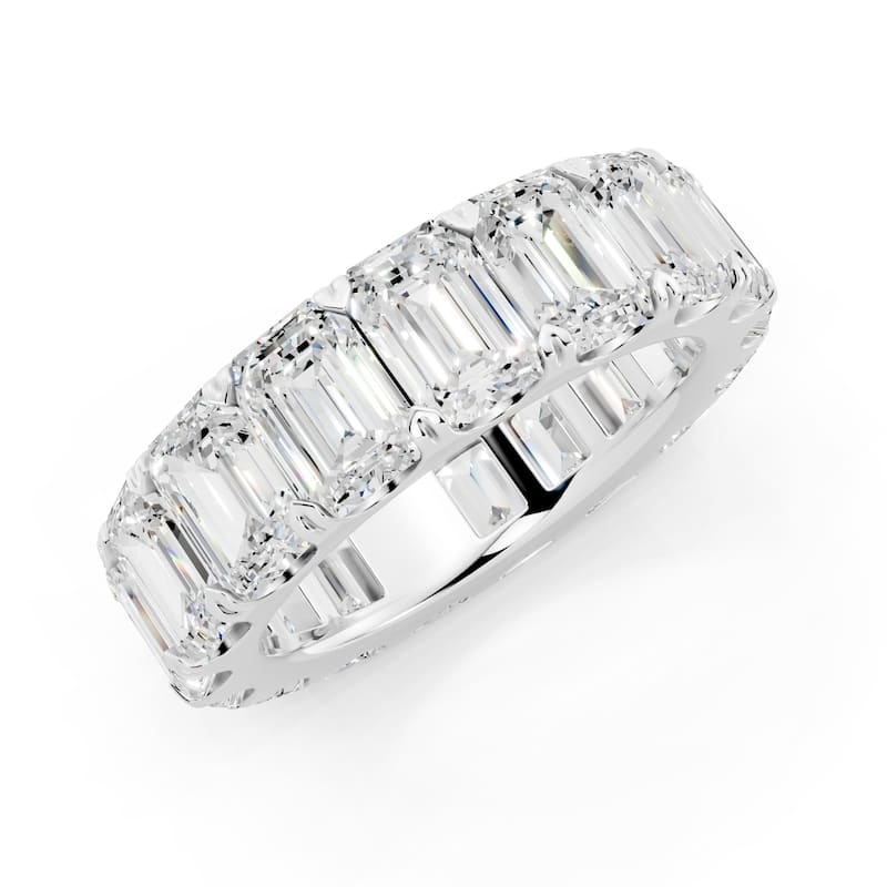 Auriya 14k Gold 7 1/2ctw Emerald Lab Grown Diamond Eternity Ring (E-F VS)
