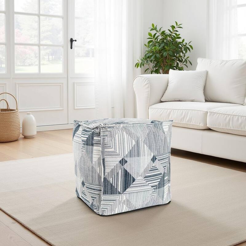 Prisma Navy Square Pouf