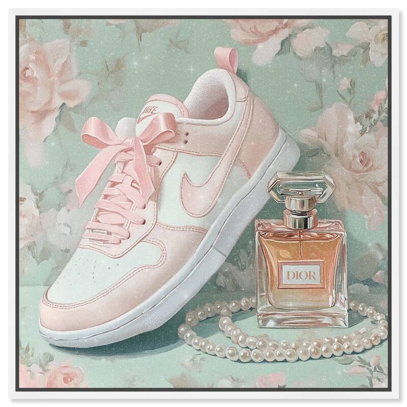 Petite and Cute Sneaker Canvas by Art Remedy - White - 16" x 16"