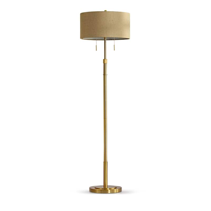 The Grande 55"~66" Adjustable Floor Lamp_Antique Brass - Drum_BrownShade