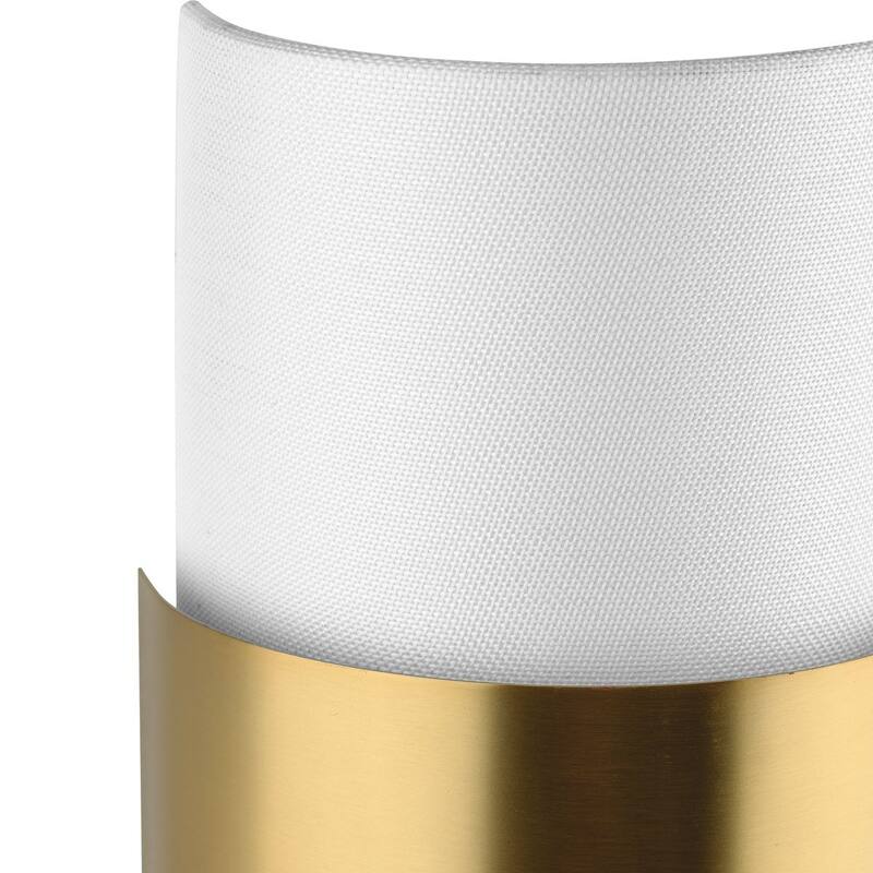 Silva Collection Two-Light Brushed Bronze White Linen Shade Wall Sconce - 7.87 in x 4.87 in x 17 in