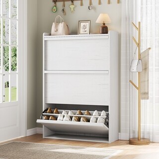Shoe Cabinet with Flip Drawers and Adjustable Shelf Bed Bath