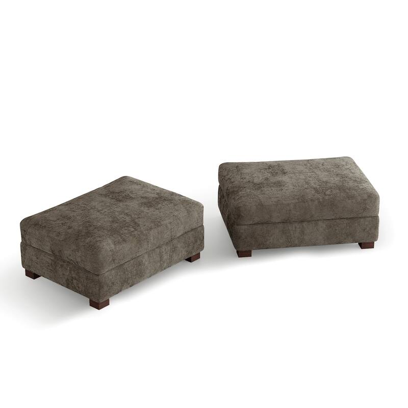 2 Set Modern 41" W Rectangle Chenille Ottoman