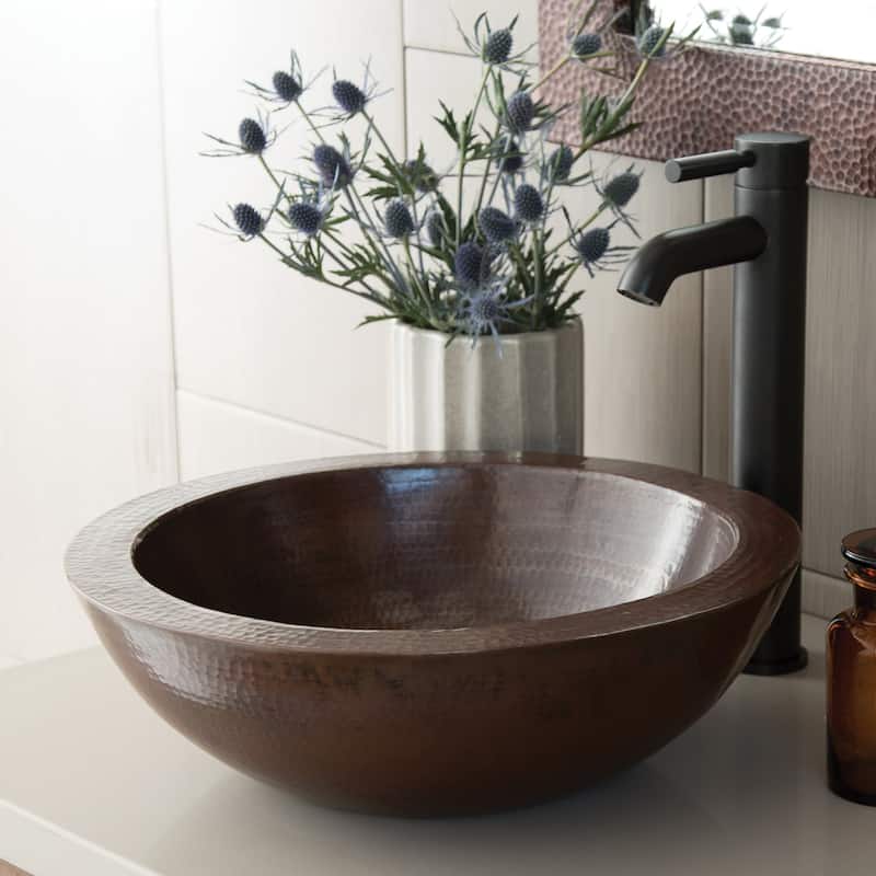 Laguna Hand Hammered Copper Vessel Bathroom Sink - Antique Copper
