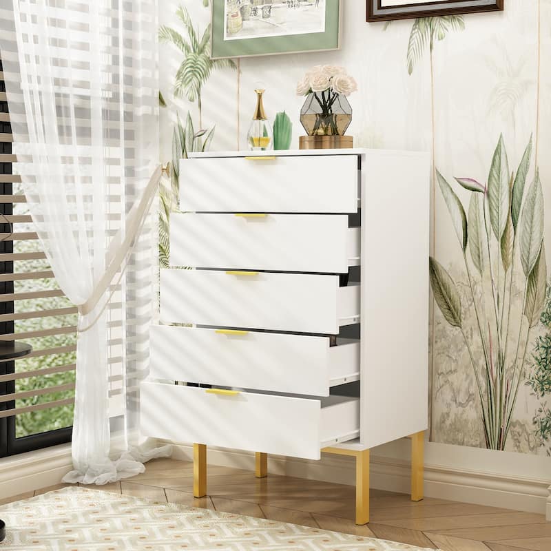 FUFU&GAGA 5Drawer Utility Storage Chest Drawer Organizer Cabinet Table