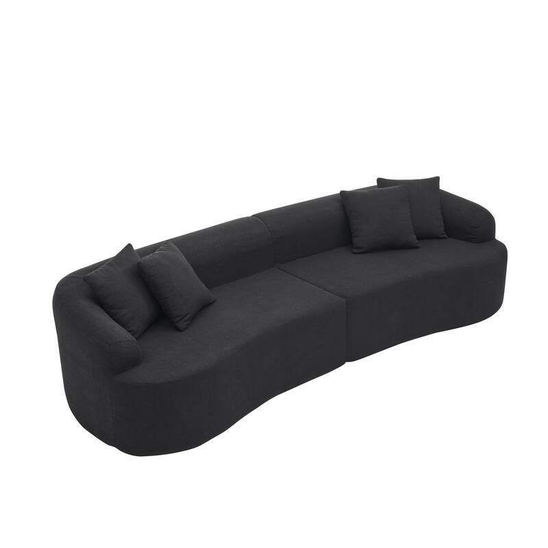 Roomfitters Curved Modular Sectional Sofa in Lamb's Wool Fabric, Modern Compressed Sofa No Assembly, Cozy for Living Room