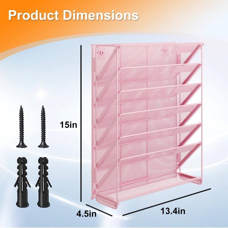 7-Tier Hanging File Organizer Vertical Wall File Holder - 15 x 13.4 x 4.5 inches