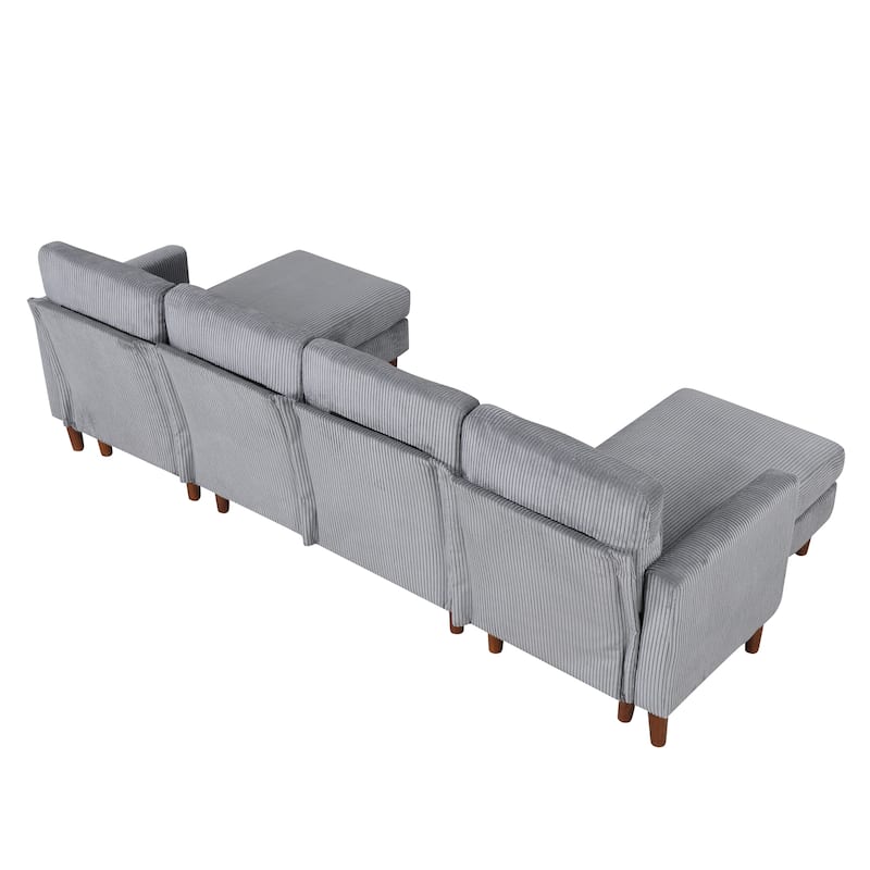 103'' U-Shaped 4-Seat Sectional Sofa with 2 Chaises, Solid Wood Legs, and Ample Space