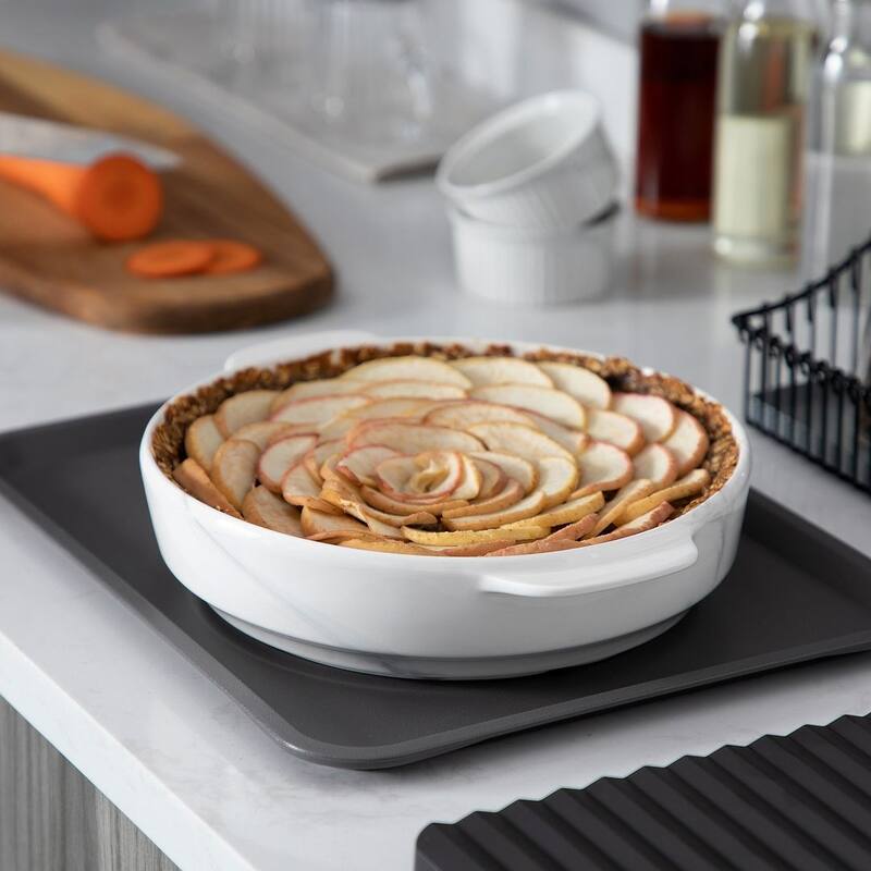 MALACASA Marble Grey Porcelain Baking Pan with Handles
