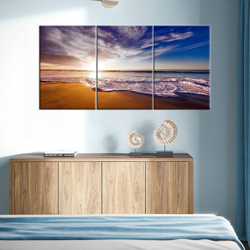 Nature Landscape Canvas Wall Art Beach Gold Sunset
