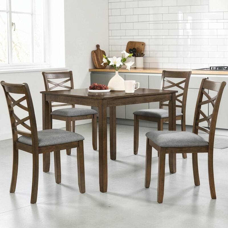 Wooden Dining Chairs Set of 4 with Upholstered Padded Seats, Kitchen & Dining Room Side Chairs for Living Room