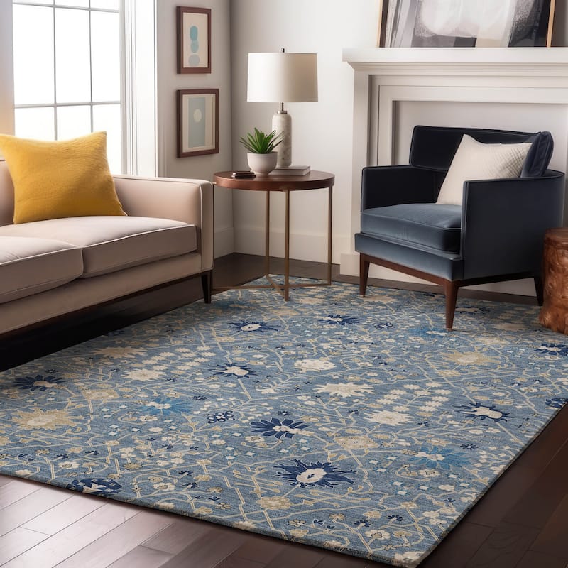 Premium Washable Super Soft Traditional Oushak Mayfield Rug - Denim - 3' x 5'