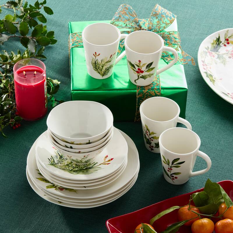 Certified International Holly And Vines 16pc Dinnerware Set, Service for 4