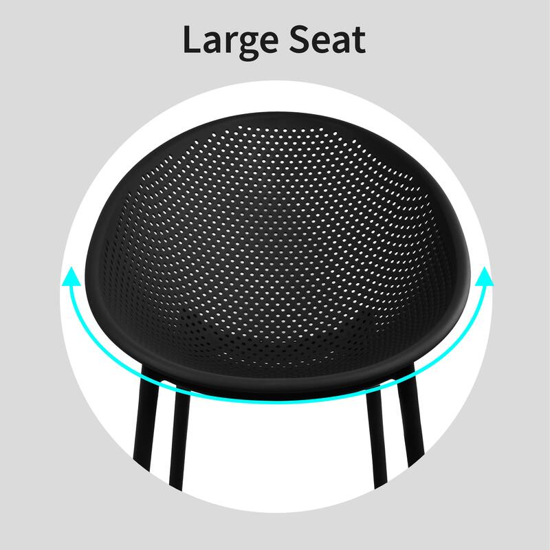 Set of 2 Modern Plastic Lounge Chair Plastic Legs with Polka Dots Spot Breathable for Patio Outdoor or Indoor Use