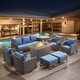 preview thumbnail 86 of 104, Gymojoy Outdoor Fire Pit Conversation Set, Patio Furniture with Cushions 8 PCS - Brown Wicker / Blue Cusion