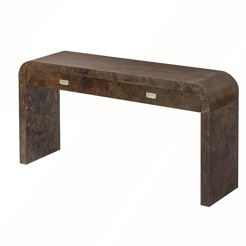 Modern Entryway Table with Burl Wood Veneer