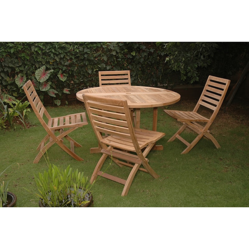 Folding Dining Set 5 Piece - Outdoor Patio Table & Chairs - Space Saving Design