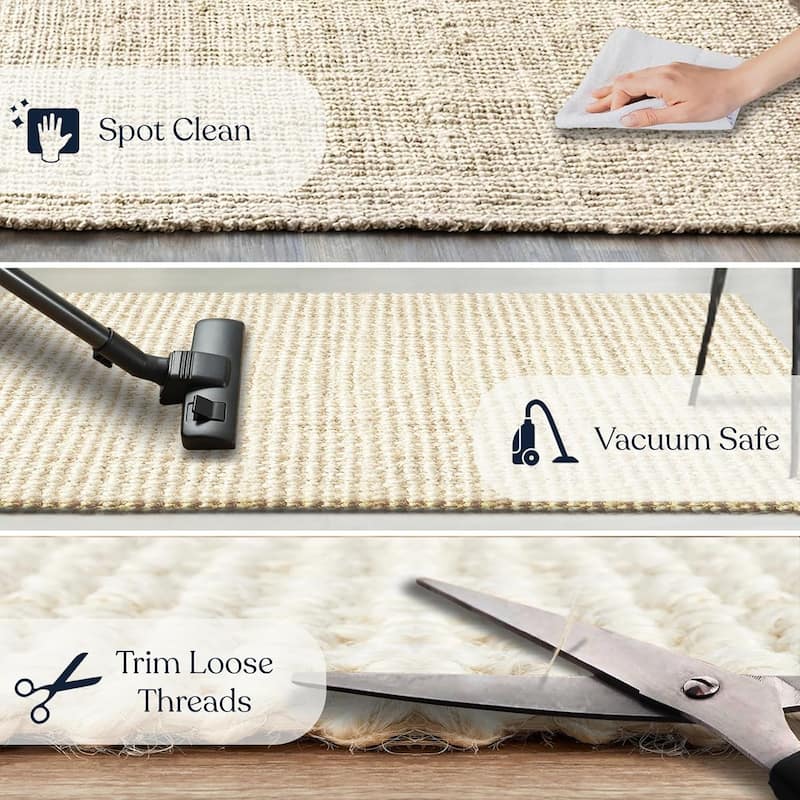 Delara Premium Handwoven Natural Fiber Area Rug Boucle 100% Jute excellent choice in high-traffic areas such as Living rooms